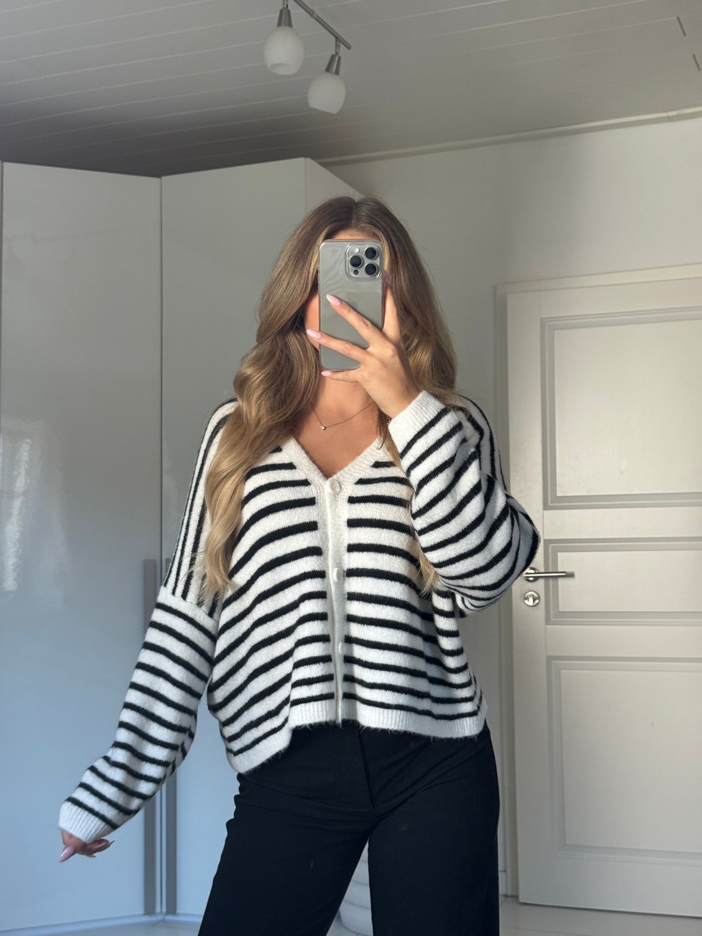 Streifen Cardigan schwarz weiß