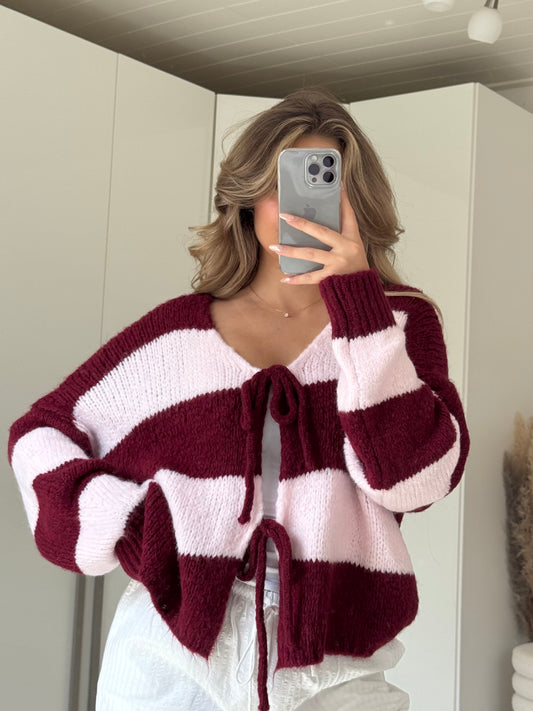 Streifen Cardigan - Berry