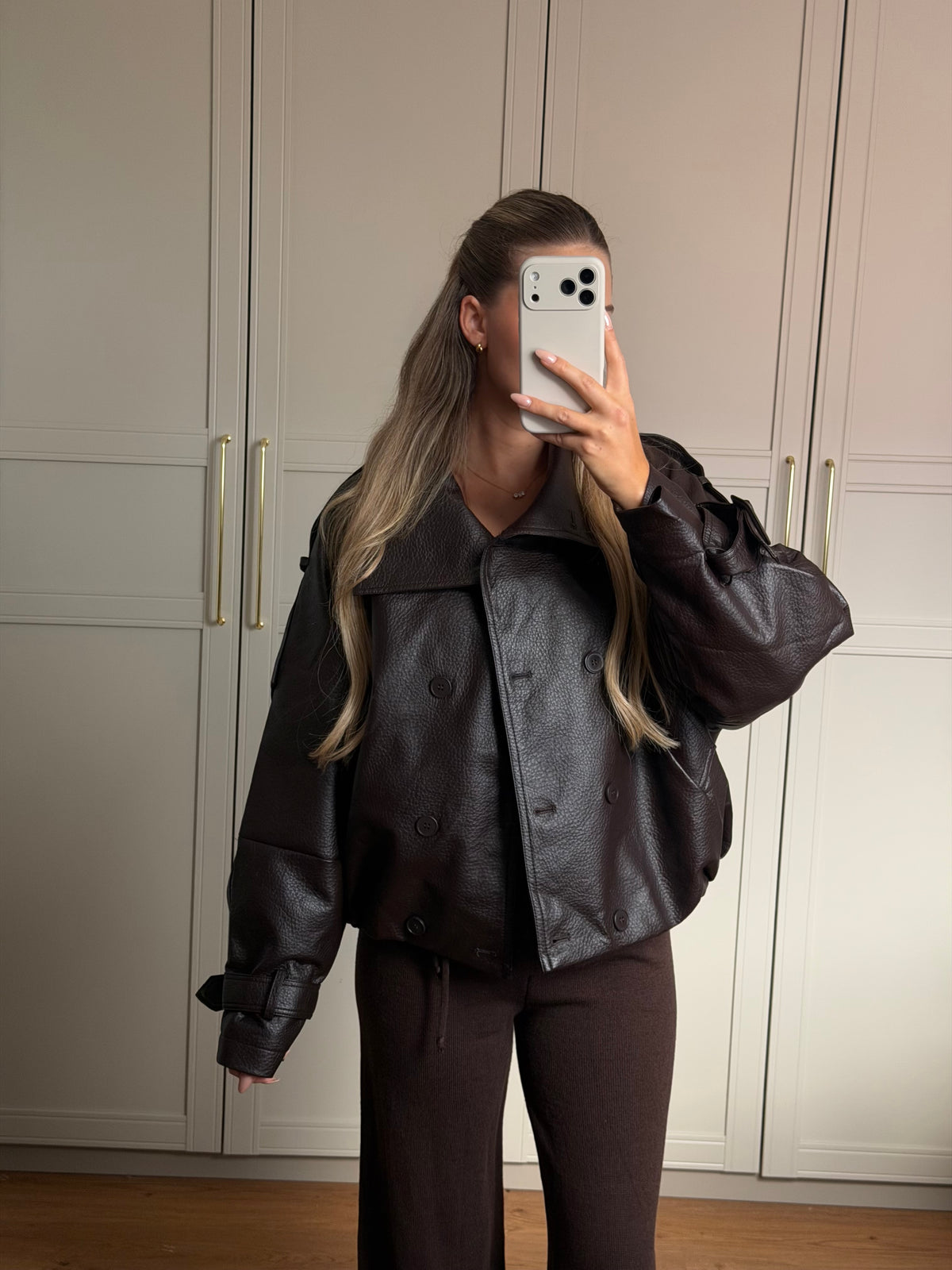 Lederjacke high neck