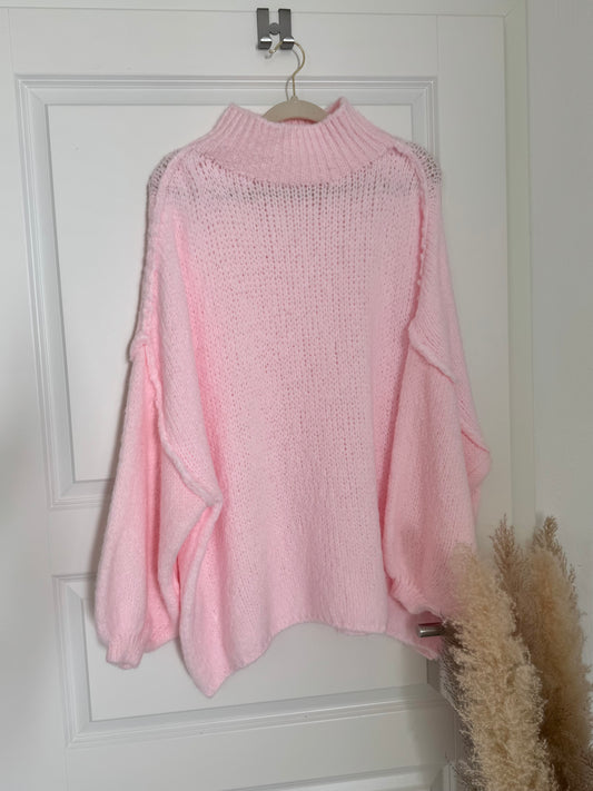 Cozy long Strickpullover - Puderrosa