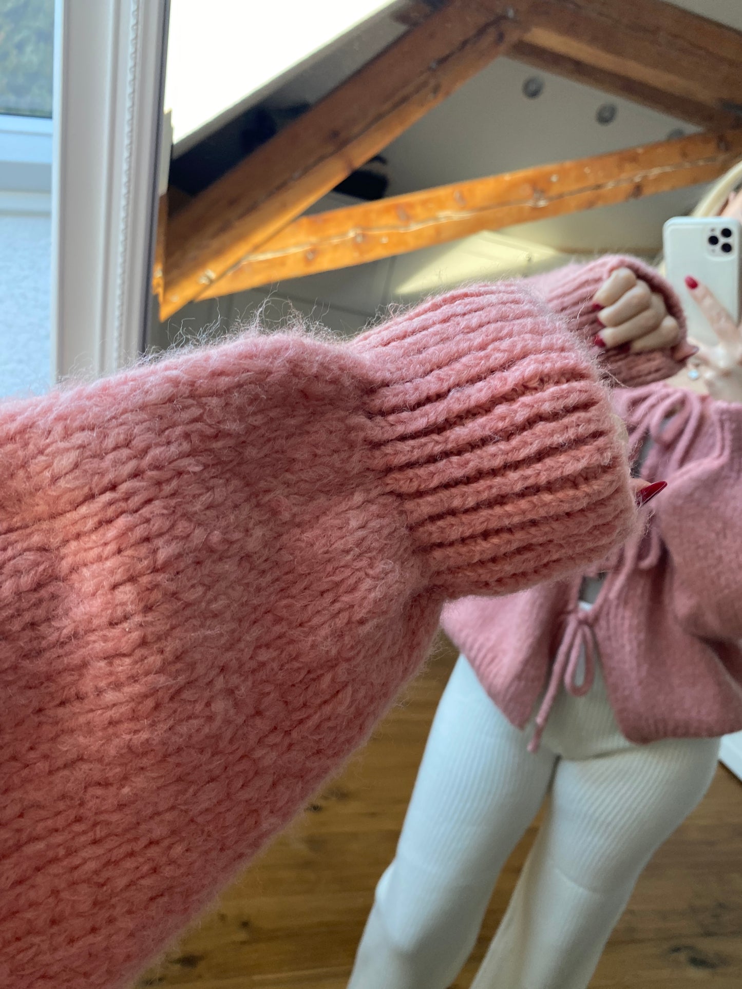 Schleifchen Strickjacke - blush