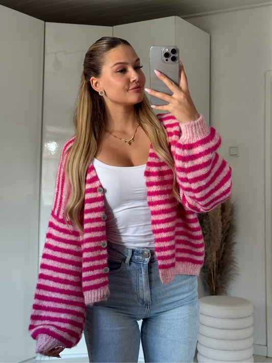 Pure Streifencardigan - Pinkberry