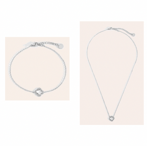 Halskette + Armband Diamond Klee Silber