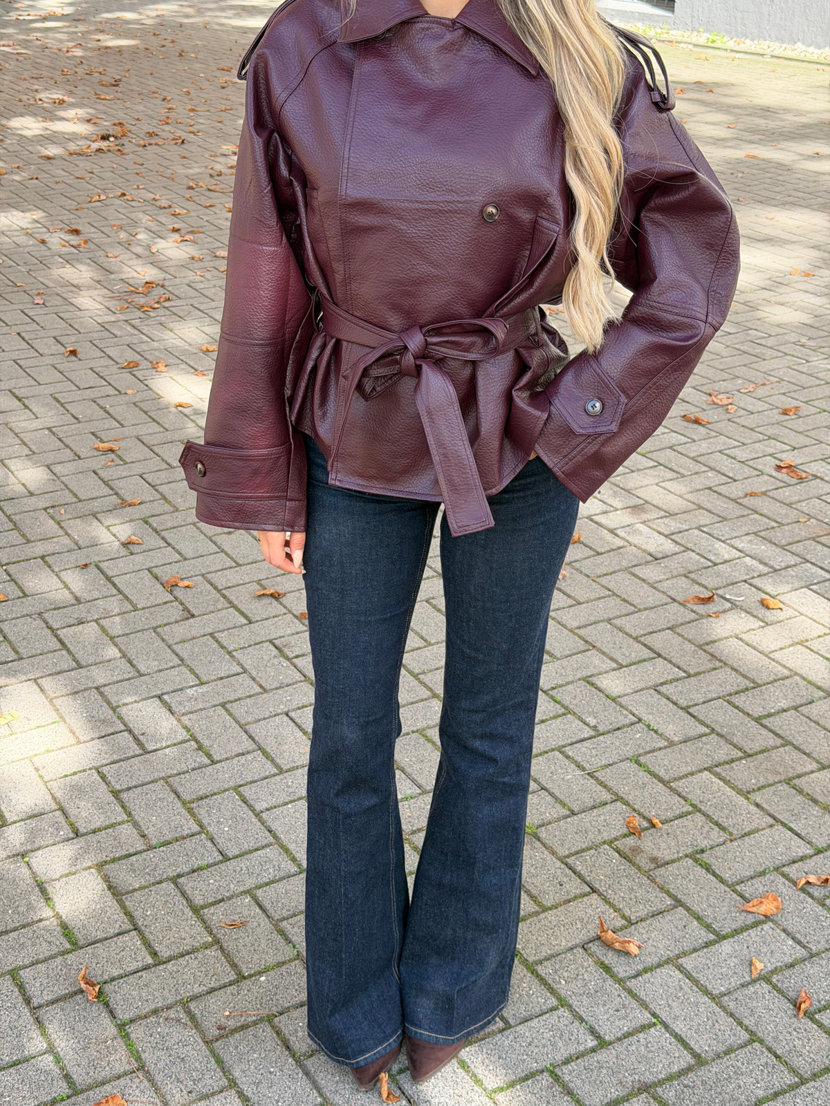 Lederoptik Jacke Pflaume