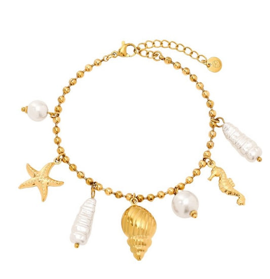 Shell Charms Armband - Gold