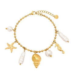 Shell Charms Armband - Gold