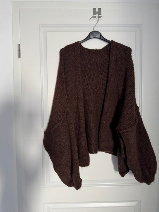 Cozy Simple Strickjacke - Schoko