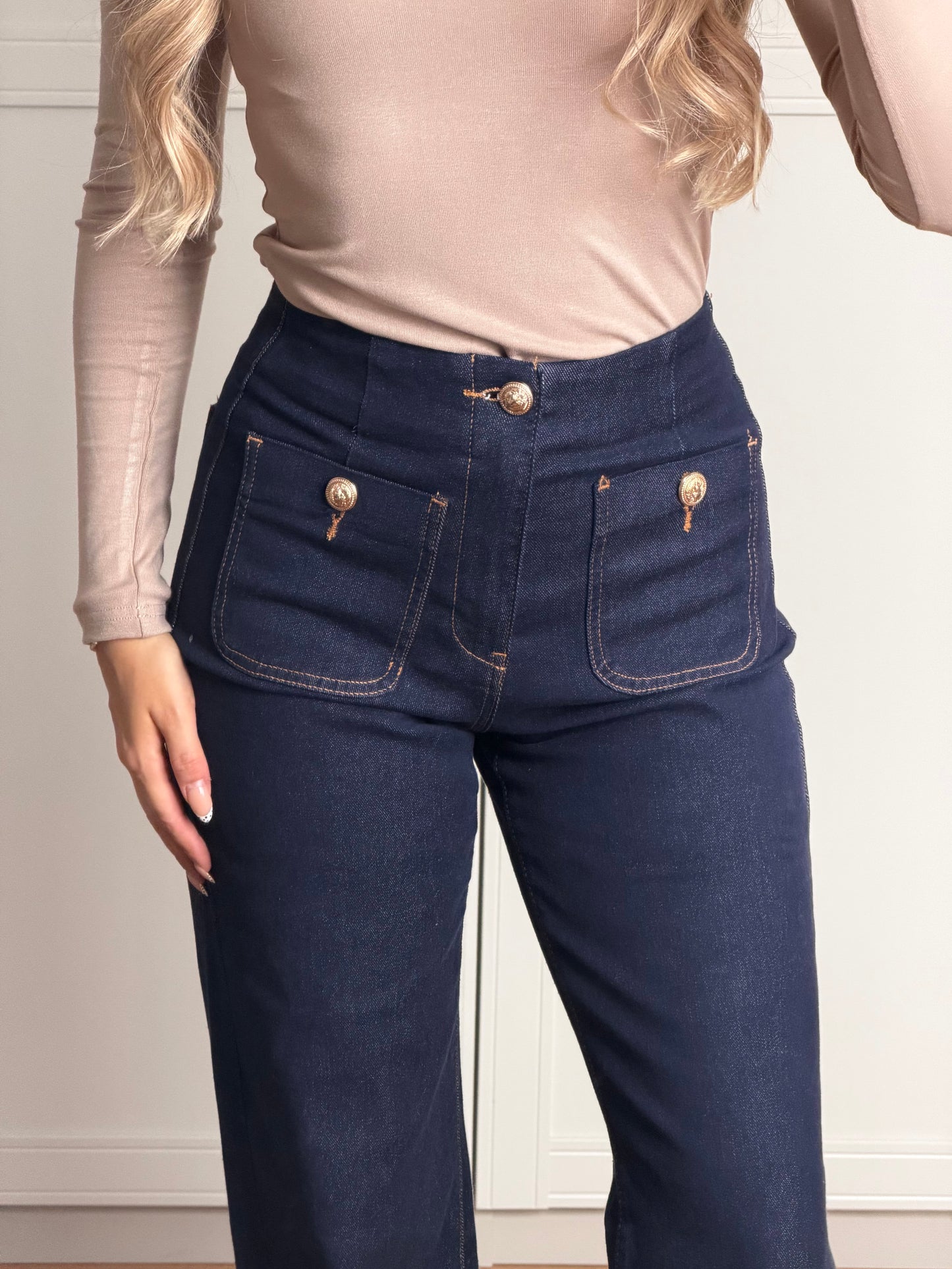 golden button jeans
