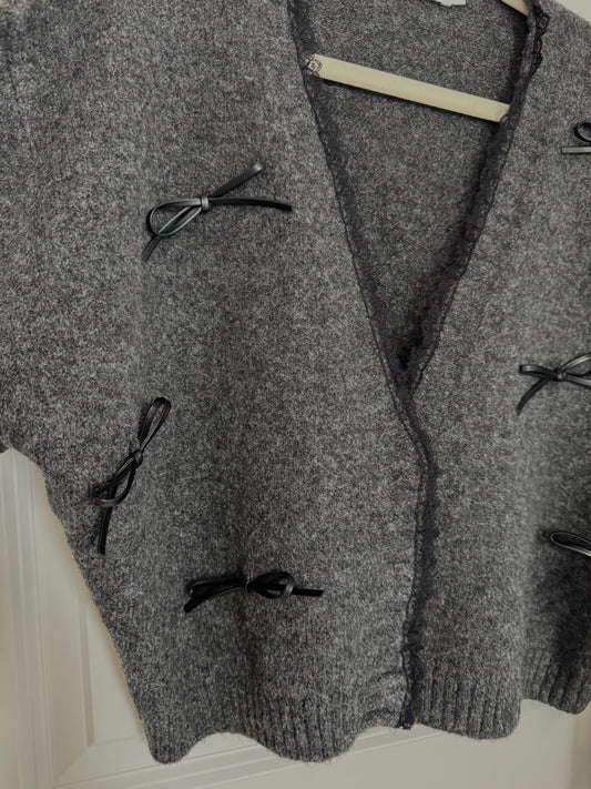 Sweet Bows Cardigan - dark grey