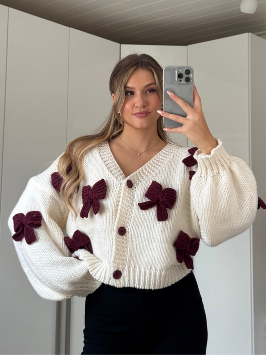 Bows Cardigan Burgundy