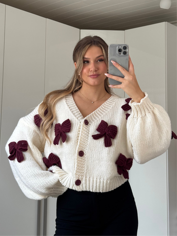 Bows Cardigan Burgundy