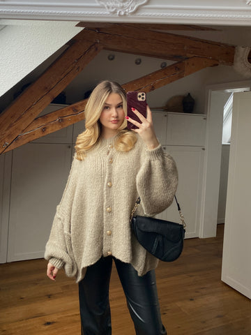 Cozy Strickjacke - Taupe