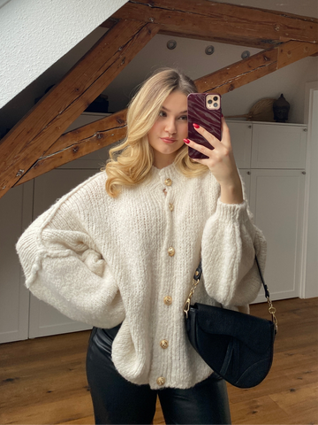 Cozy Strickjacke - Creme