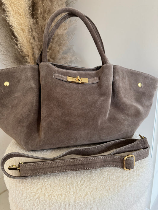 Wildleder Handtasche taupe