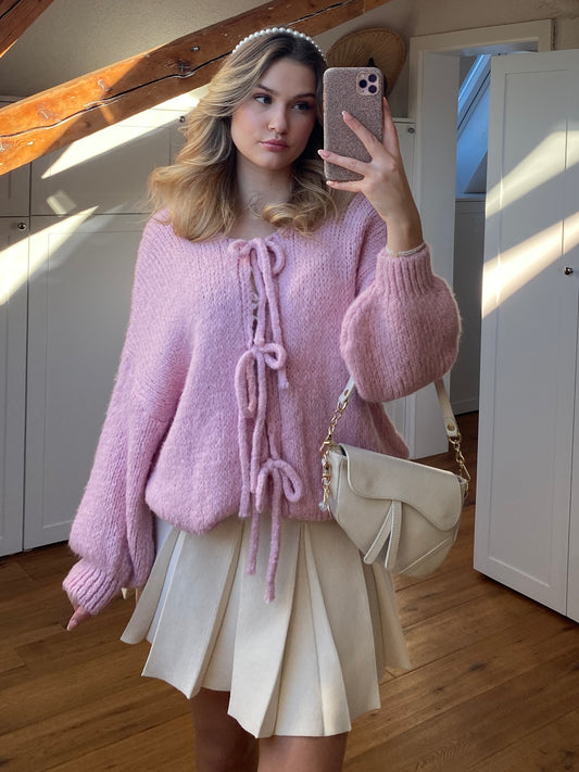 Schleifchen Strickjacke - Rosa