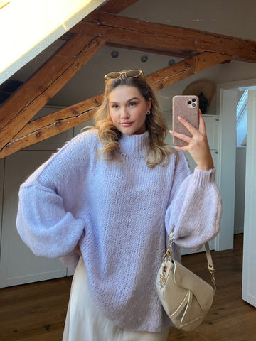 Cozy long Strickpullover - Flieder