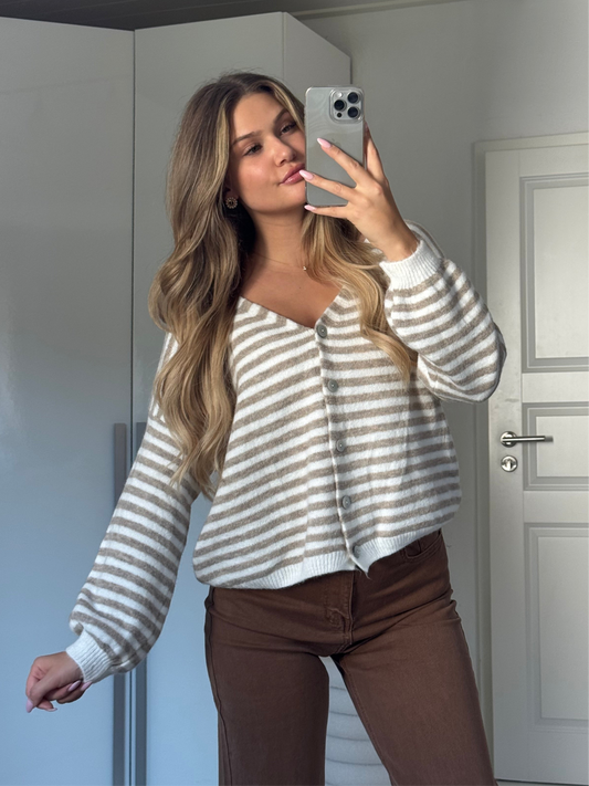 Lina Streifencardigan - beige