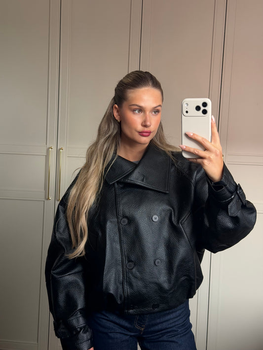 Lederjacke high neck