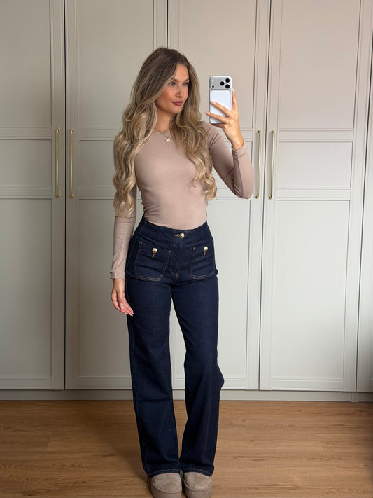 golden button jeans