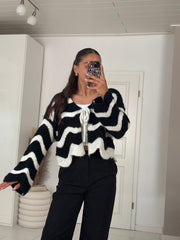 Wave Cardigan schwarz-weiß