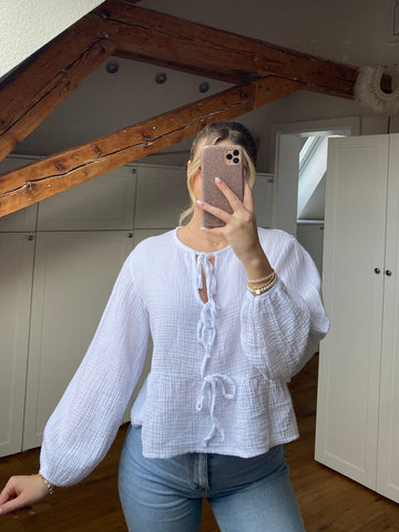 Ava Musselin Bluse - weiß