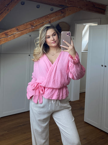 Musselin Wickelbluse  - Rosa