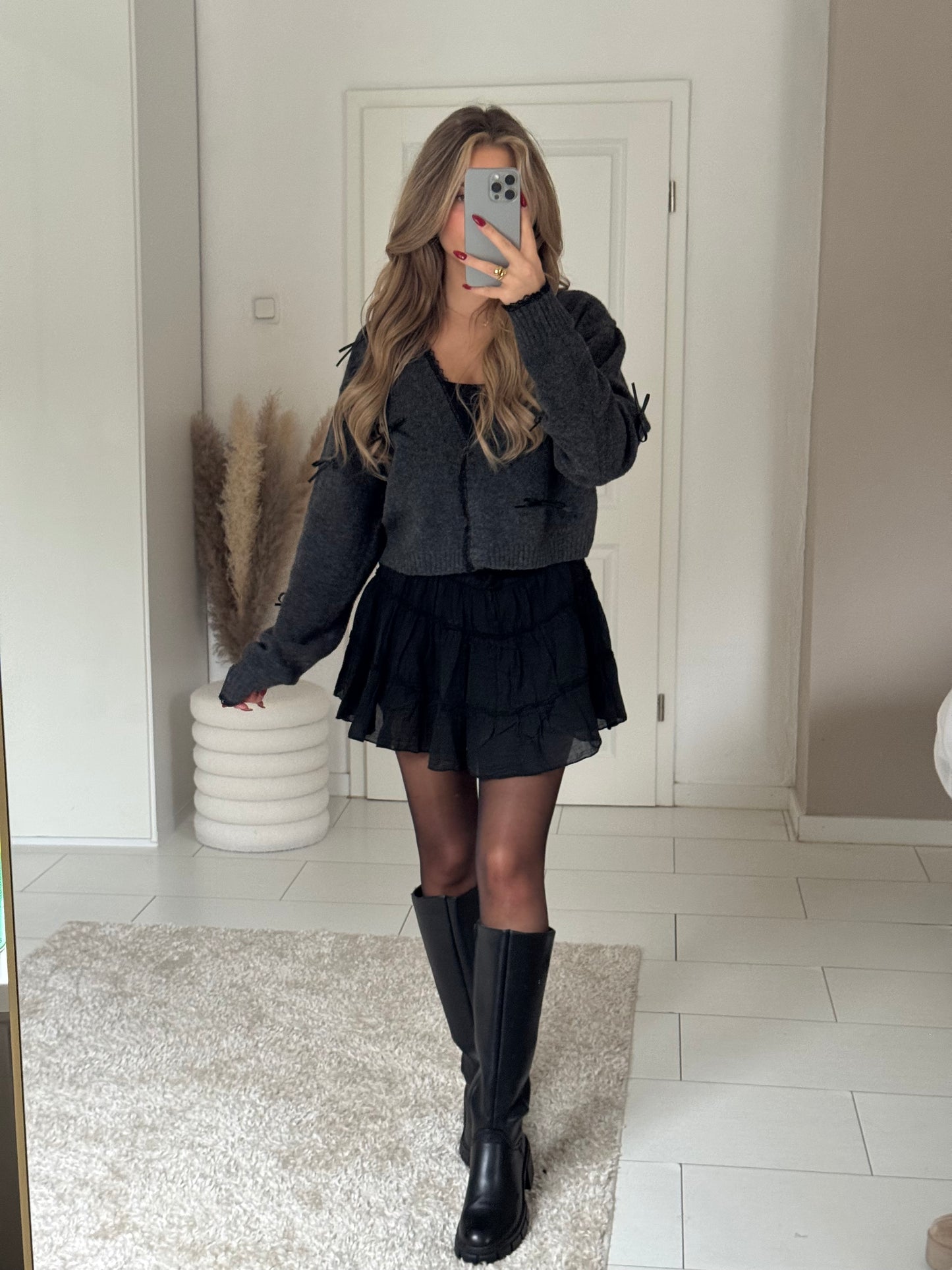 Sweet Bows Cardigan - dark grey