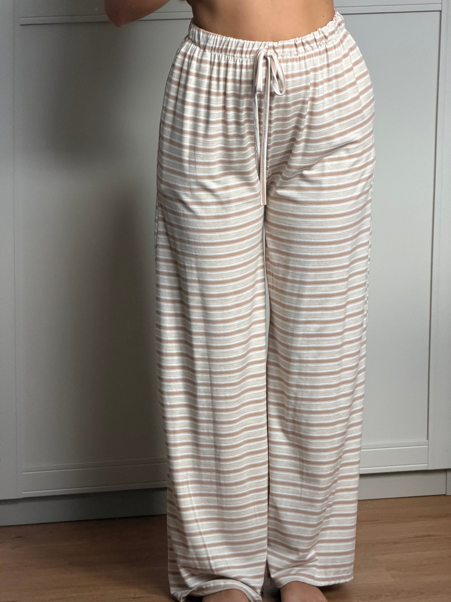 Streifen Lounge Hose beige