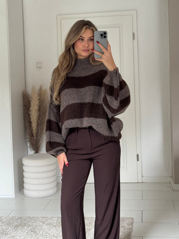 Cozy Long Streifenpullover