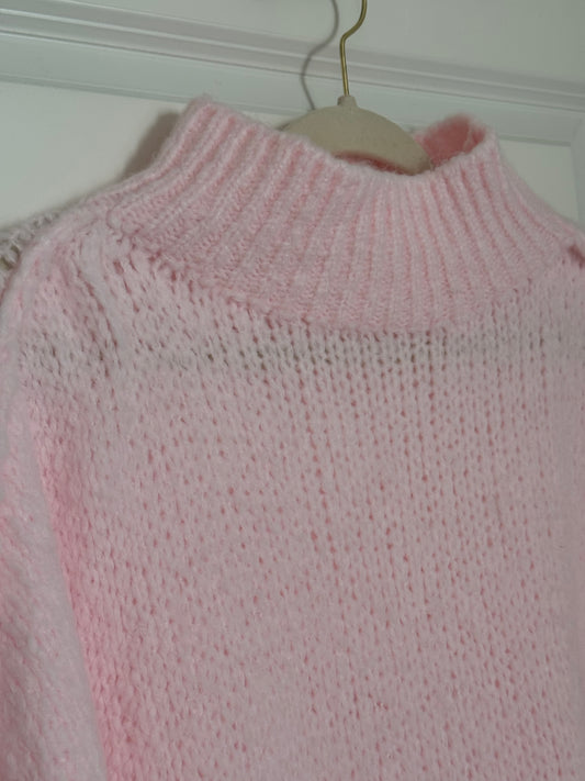 Cozy long Strickpullover - Puderrosa