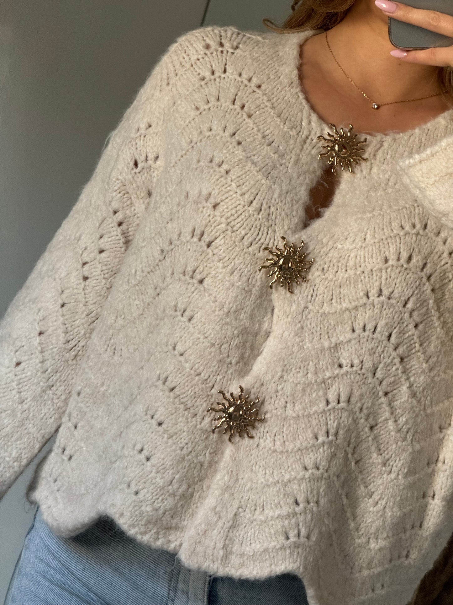 Sunny Wave Cardigan Creme