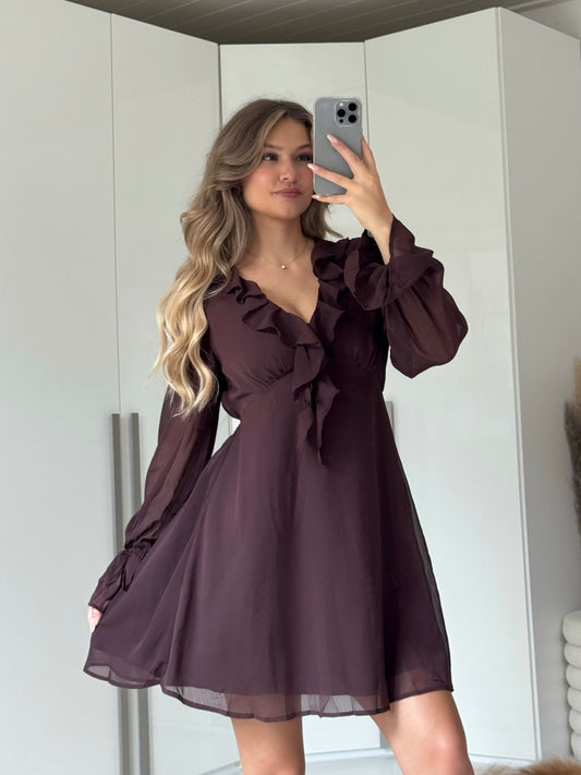 Volant Kleid Schoko