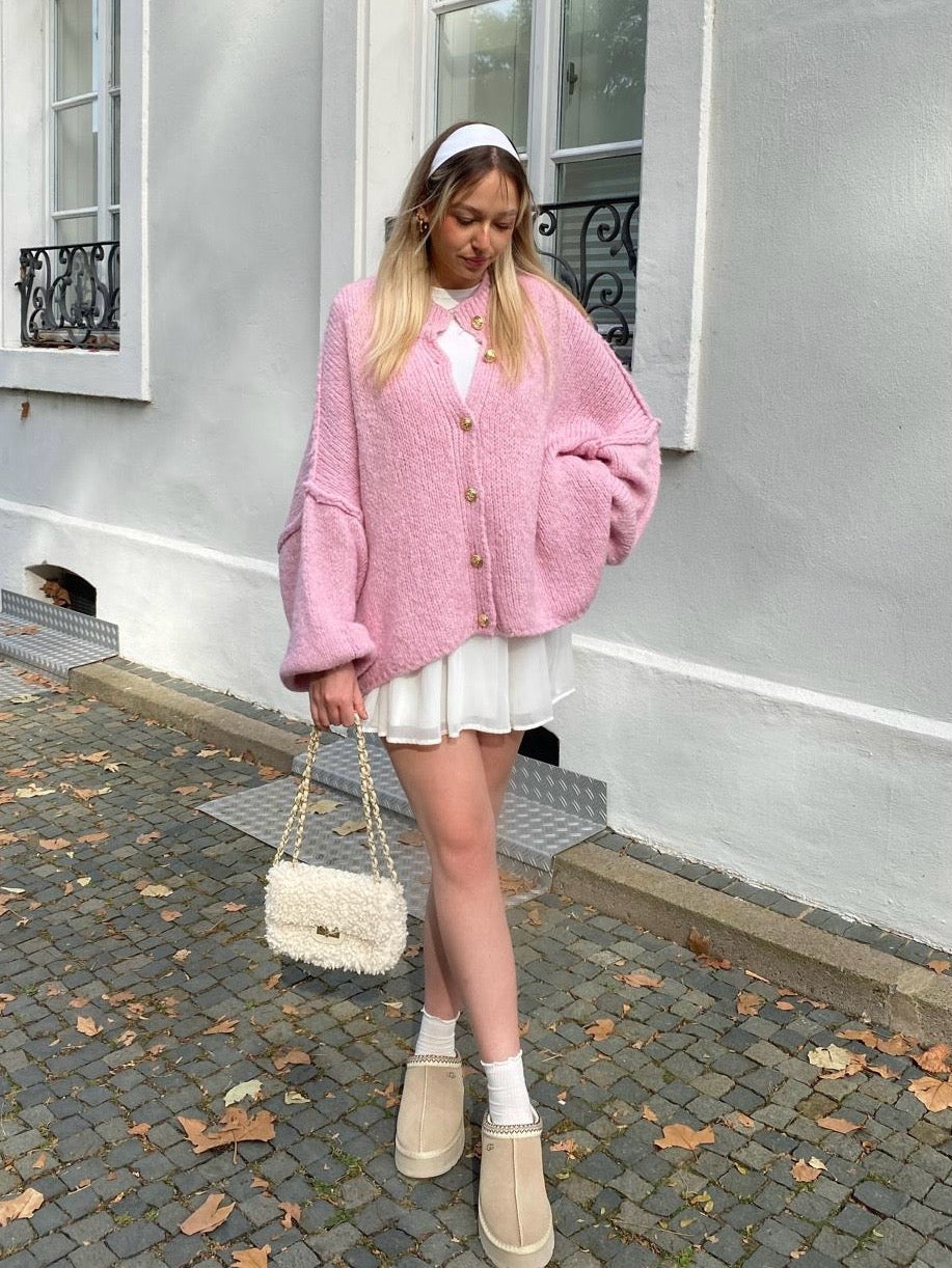 Cozy Strickjacke - Rosa