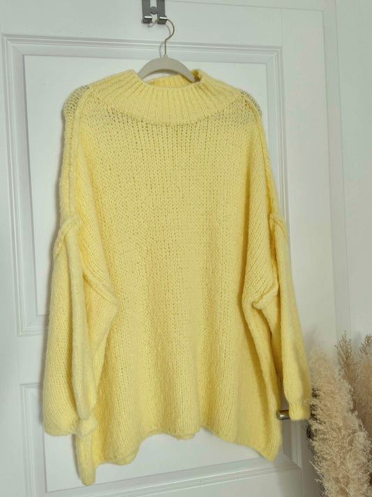 Cozy long Strickpullover - butter yellow
