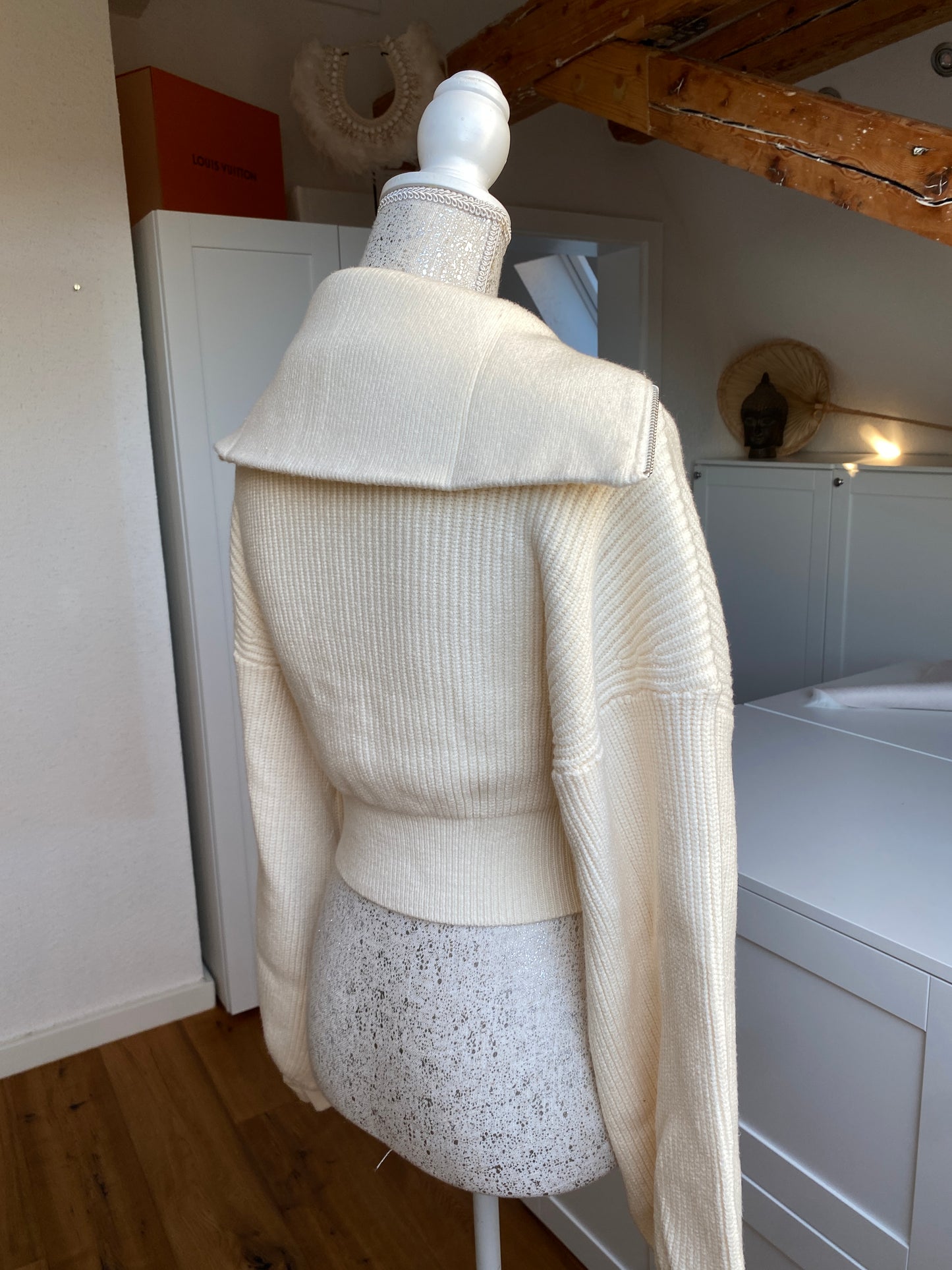 Zip Strick Sweater creme