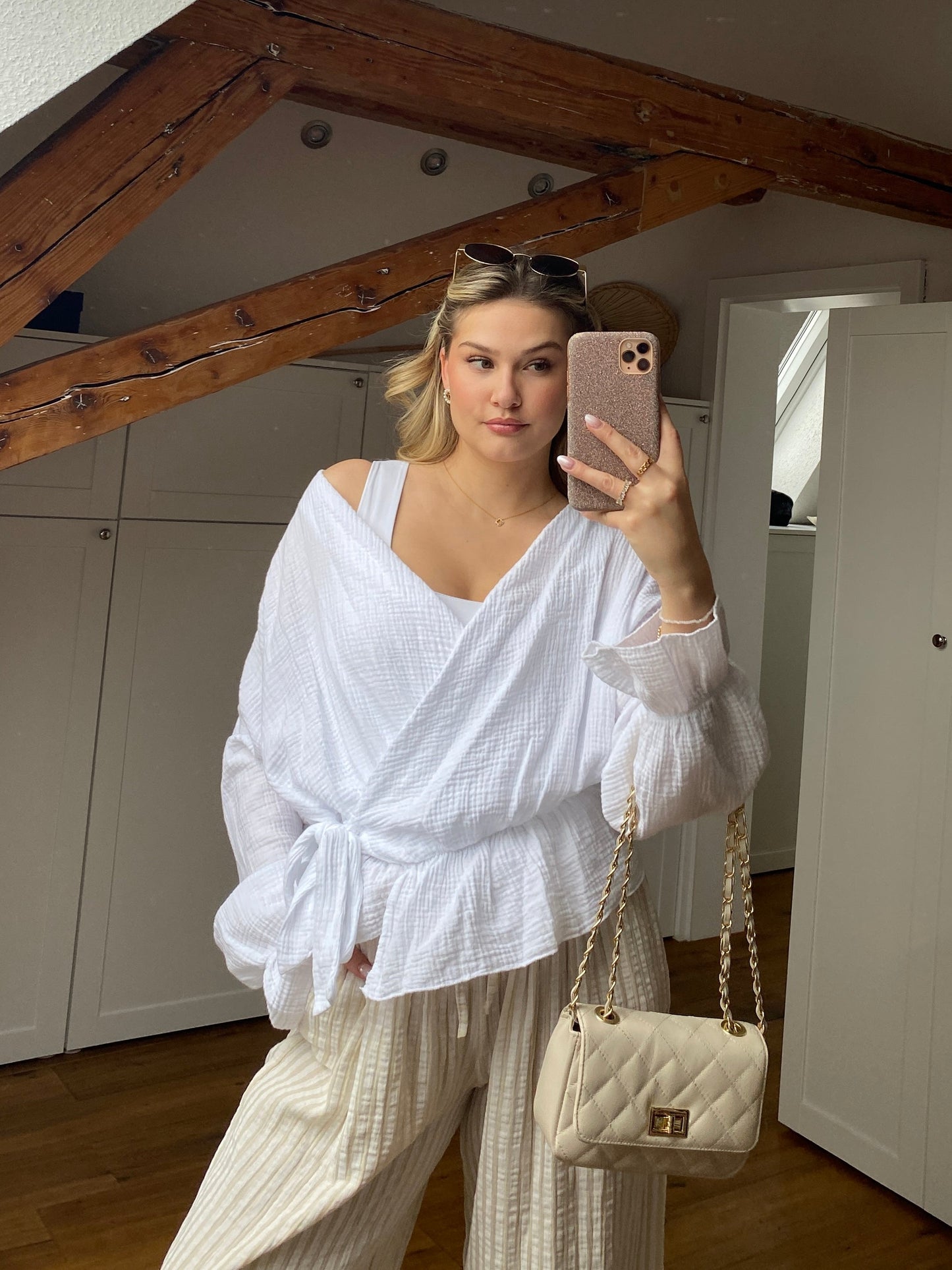 Musselin Wickelbluse