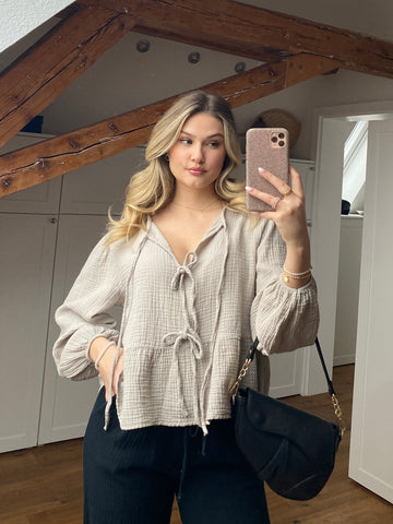 Ava Musselin Bluse - creme
