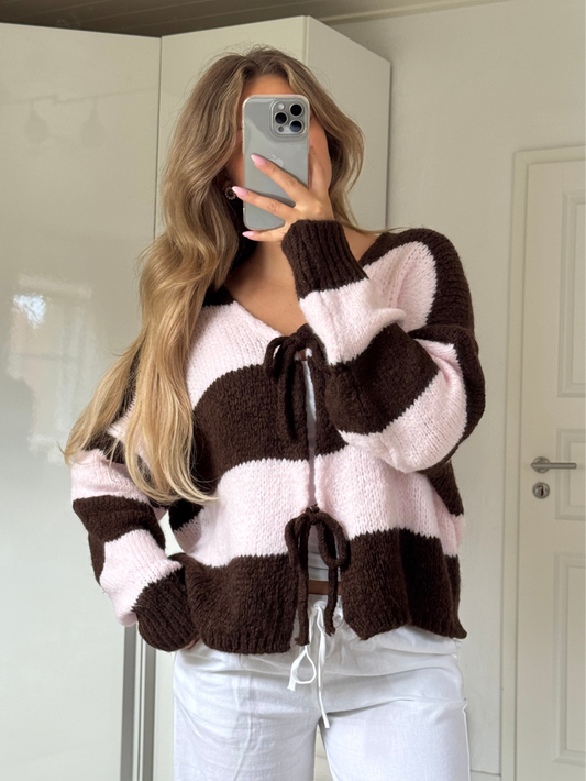 Streifen Cardigan - Rose Espresso