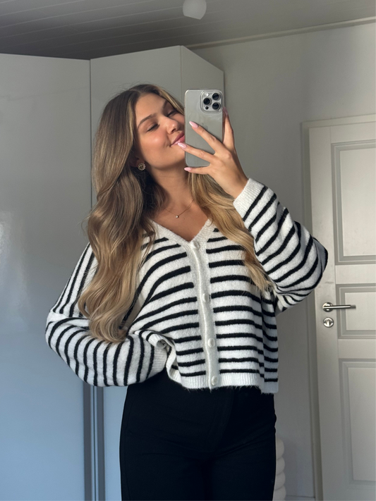 Streifen Cardigan schwarz weiß