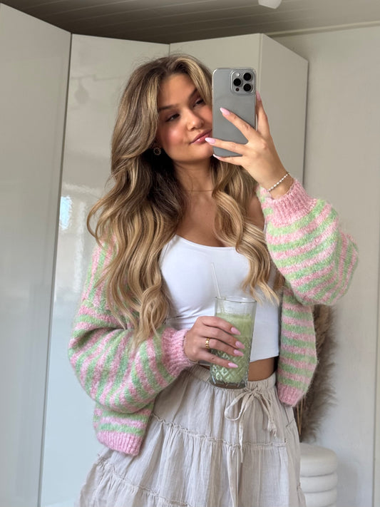 Pure Streifencardigan - Strawberry Matcha