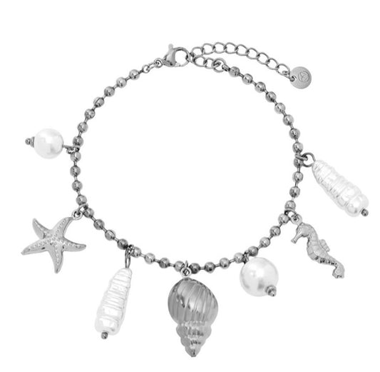 Shell Charms Armband - Silber