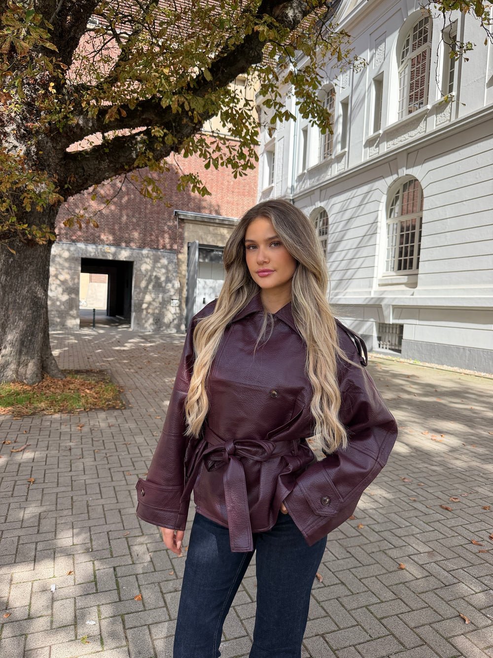 Lederoptik Jacke Pflaume