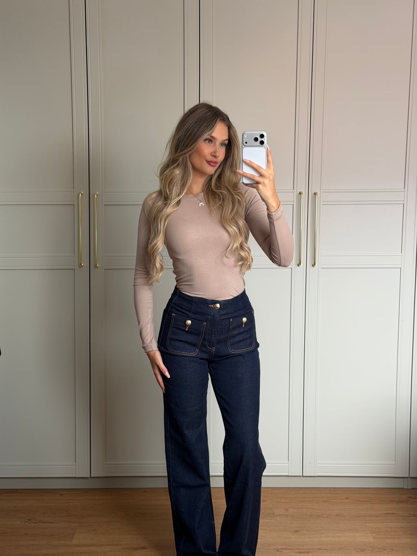 golden button jeans