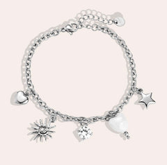 Armband mit Anhängern - Silber