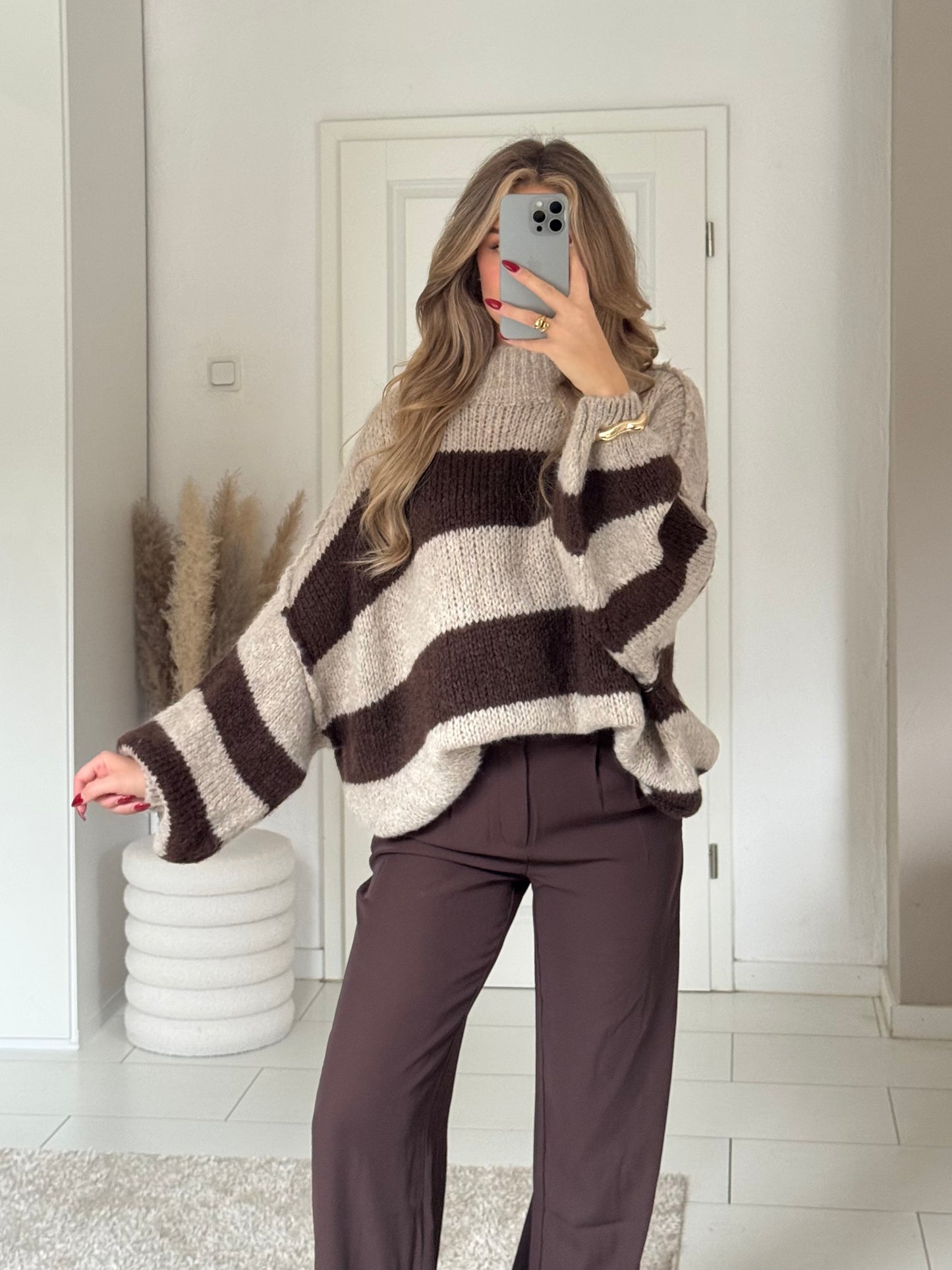 Cozy Long Streifenpullover
