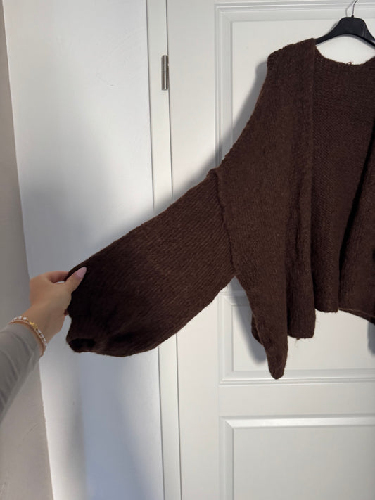 Cozy Simple Strickjacke - Schoko