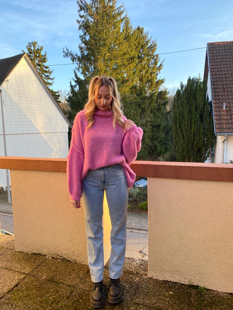 Cozy long Strickpullover - Pink