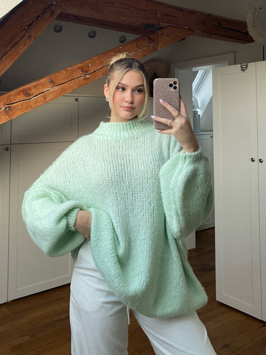 Cozy long Strickpullover - Mint