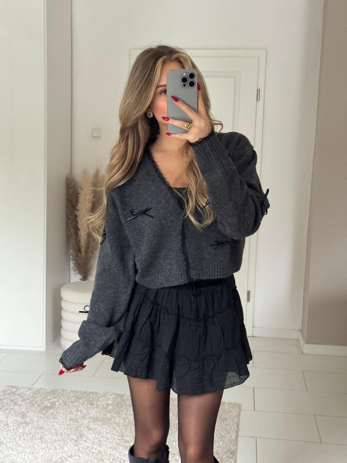 Sweet Bows Cardigan - dark grey