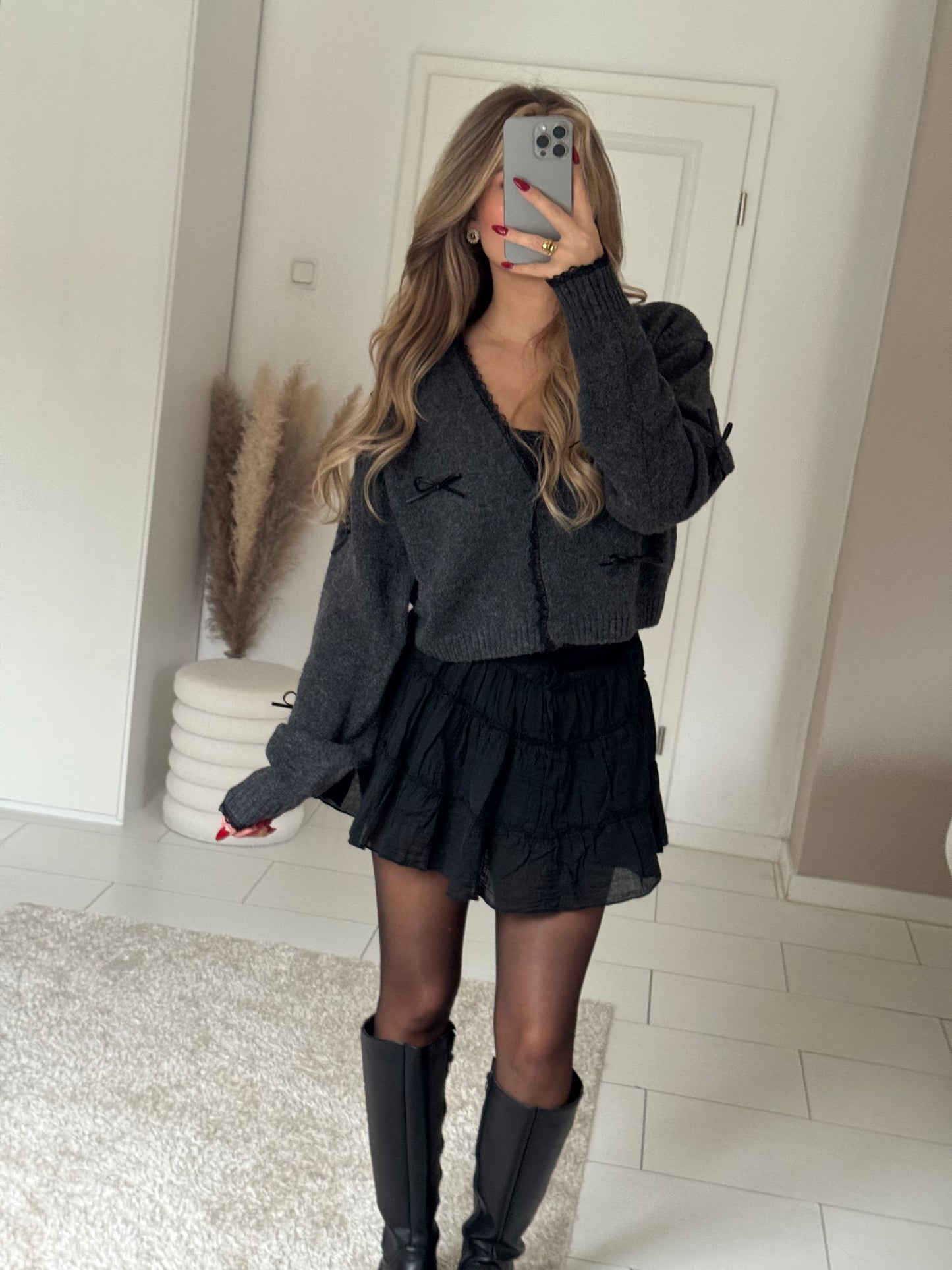 Sweet Bows Cardigan - dark grey